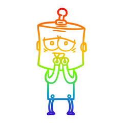rainbow gradient line drawing cartoon robot