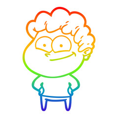 rainbow gradient line drawing cartoon happy man