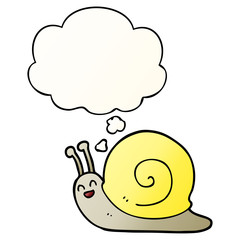cartoon snail and thought bubble in smooth gradient style