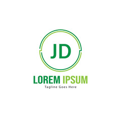 Initial JD logo template with modern frame. Minimalist JD letter logo vector illustration