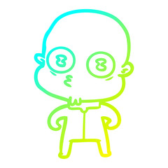 cold gradient line drawing cartoon weird bald spaceman