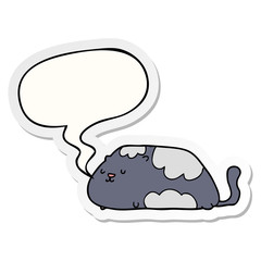 cartoon cat and speech bubble sticker