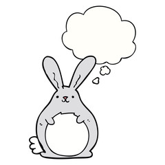 cartoon rabbit and thought bubble