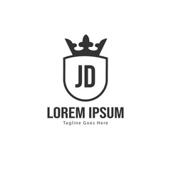 Initial JD logo template with modern frame. Minimalist JD letter logo vector illustration