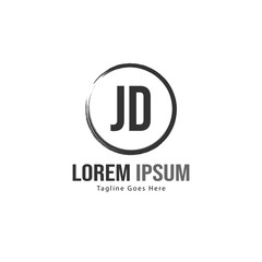 Initial JD logo template with modern frame. Minimalist JD letter logo vector illustration