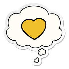 cartoon love heart and thought bubble as a printed sticker