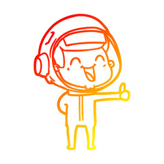 warm gradient line drawing happy cartoon astronaut