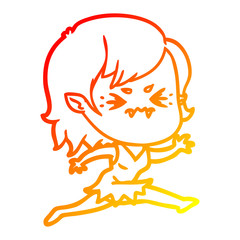 warm gradient line drawing annoyed cartoon vampire girl