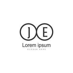 Initial JE logo template with modern frame. Minimalist JE letter logo vector illustration