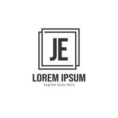 Initial JE logo template with modern frame. Minimalist JE letter logo vector illustration