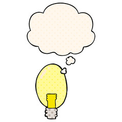 cartoon electric light and thought bubble in comic book style