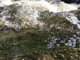 Rapid flow of water flows through large rocks