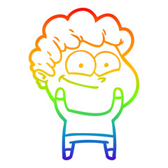rainbow gradient line drawing cartoon happy man