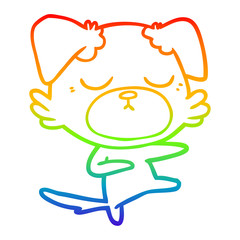 rainbow gradient line drawing cute cartoon dog