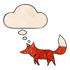 cartoon wolf and thought bubble in grunge texture pattern style