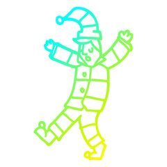 cold gradient line drawing cartoon man sleepwalking