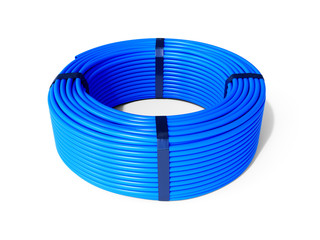 Blue plastic rolled hose pipe