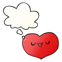 cartoon love heart and thought bubble in smooth gradient style