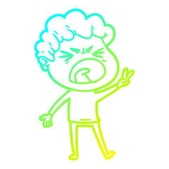 cold gradient line drawing cartoon furious man