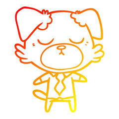 warm gradient line drawing cute cartoon dog wearing office shirt