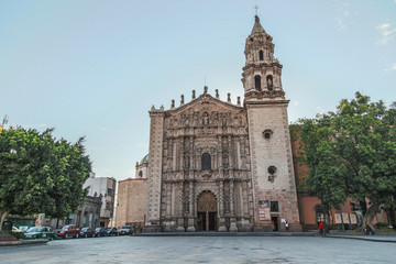 June 20, 2019 San Luis Potosí, Mexico:Churches of the historic center of the colonial city of San Luis Potosí Mexico