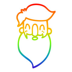 rainbow gradient line drawing cartoon bearded man