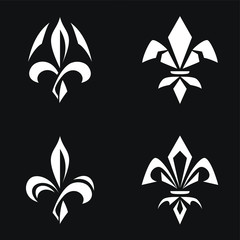Sign and a lily logo, a strict one-color silhouette of a Fleur-de-lis
