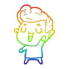 rainbow gradient line drawing happy cartoon man