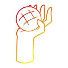 warm gradient line drawing cartoon hand throwing ball