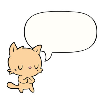 cute cartoon cat and speech bubble