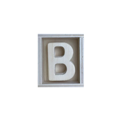 Letter b wood frame concept on white background