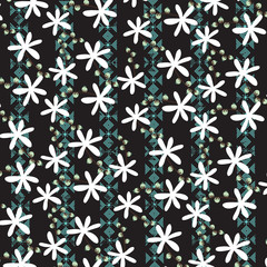 Floral bouquet vector pattern with small flowers and leaves