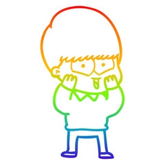 rainbow gradient line drawing cartoon happy boy