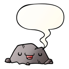 cartoon rock and speech bubble in smooth gradient style