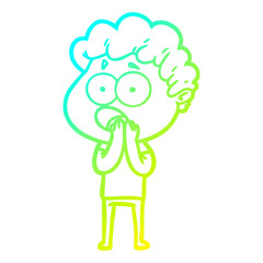 cold gradient line drawing cartoon man gasping in surprise