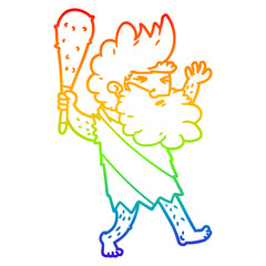 rainbow gradient line drawing cartoon cave man