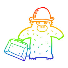 rainbow gradient line drawing cartoon business bear