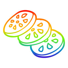rainbow gradient line drawing cartoon lemon slices