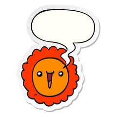 cartoon sunflower and speech bubble sticker