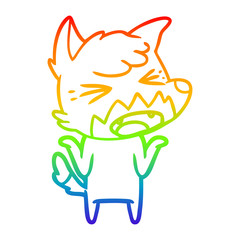 rainbow gradient line drawing angry cartoon fox