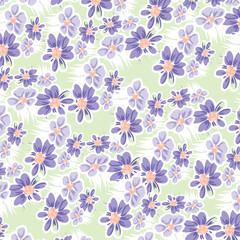 Floral bouquet vector pattern with small flowers and leaves