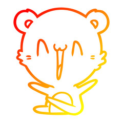 warm gradient line drawing laughing polar bear cartoon