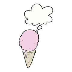 cartoon ice cream and thought bubble