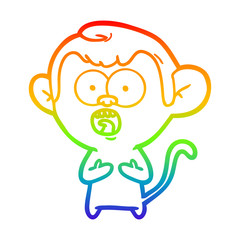 rainbow gradient line drawing cartoon shocked monkey