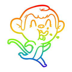 rainbow gradient line drawing crazy cartoon monkey