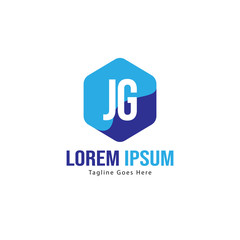 Initial JG logo template with modern frame. Minimalist JG letter logo vector illustration