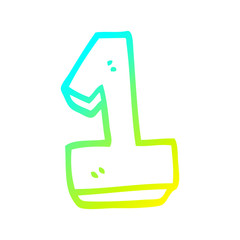 cold gradient line drawing cartoon number one