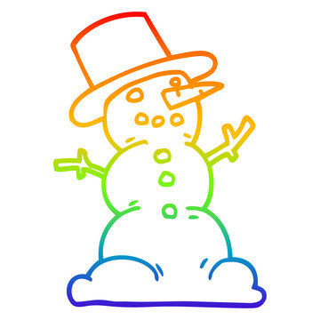 rainbow gradient line drawing cartoon traditional snowman