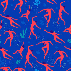 Matisse Dance inspired shapes seamless pattern, colorful design, vector illustration