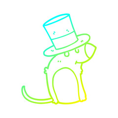 cold gradient line drawing cartoon rat wearing christmas hat